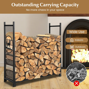 4 Feet Firewood Rack Stand with Mesh Sides view 8