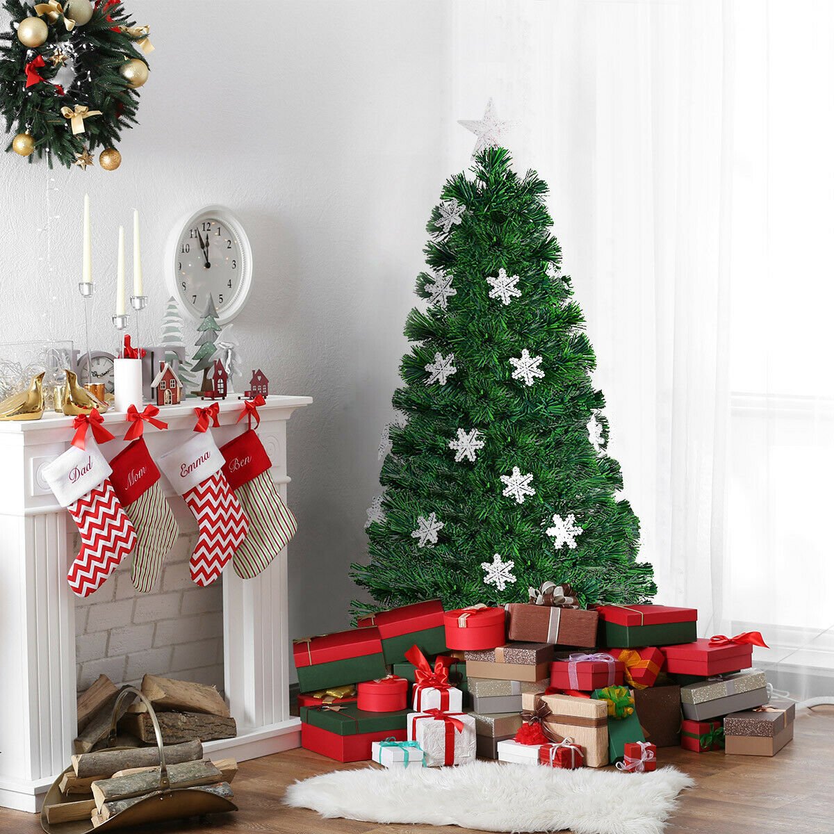 4 / 5 / 6 Feet LED Optic Artificial Christmas Tree with Snowflakes view 2