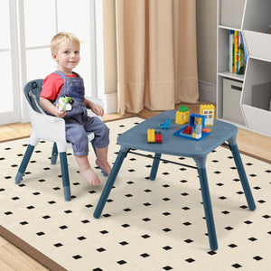 4-in-1 Baby Convertible Toddler Table Chair Set with PU Cushion-Blue view 3