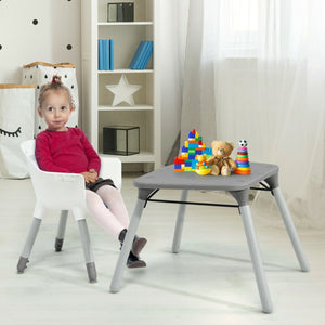 4-in-1 Baby Convertible Toddler Table Chair Set with PU Cushion-Gray view 3