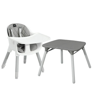 4-in-1 Baby Convertible Toddler Table Chair Set with PU Cushion-Gray view 4