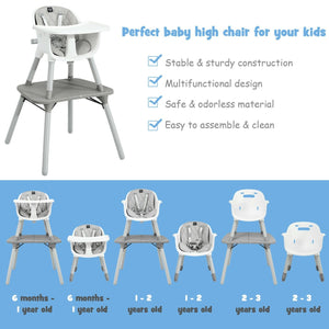 4-in-1 Baby Convertible Toddler Table Chair Set with PU Cushion-Gray view 8