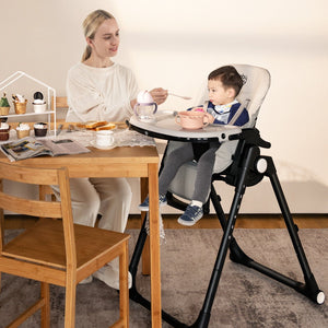 4-in-1 Baby High Chair with 6 Adjustable Heights-Gray view 3