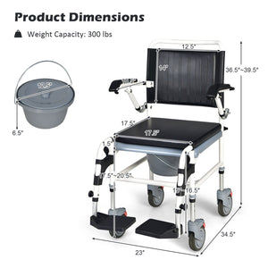 4-in-1 Bedside Commode Wheelchair with Detachable Bucket view 5
