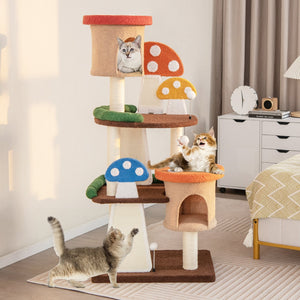 4-In-1 Cat Tree with 2 Condos and Platforms for Indoors-Multicolor view 2