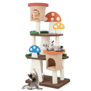 4-In-1 Cat Tree with 2 Condos and Platforms for Indoors-Multicolor view 4