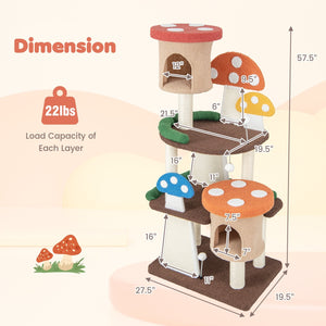 4-In-1 Cat Tree with 2 Condos and Platforms for Indoors-Multicolor view 5