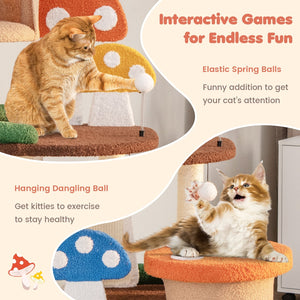 4-In-1 Cat Tree with 2 Condos and Platforms for Indoors-Multicolor view 7