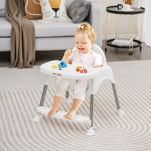 4-in-1 Convertible Baby High Chair with Removable Double Tray-White view 3