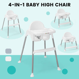 4-in-1 Convertible Baby High Chair with Removable Double Tray-White view 5