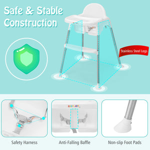 4-in-1 Convertible Baby High Chair with Removable Double Tray-White view 8