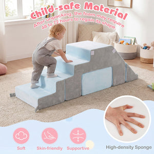 4-in-1 Foam Climbing Blocks Toddler Indoor Climb with Slide-Gray view 7