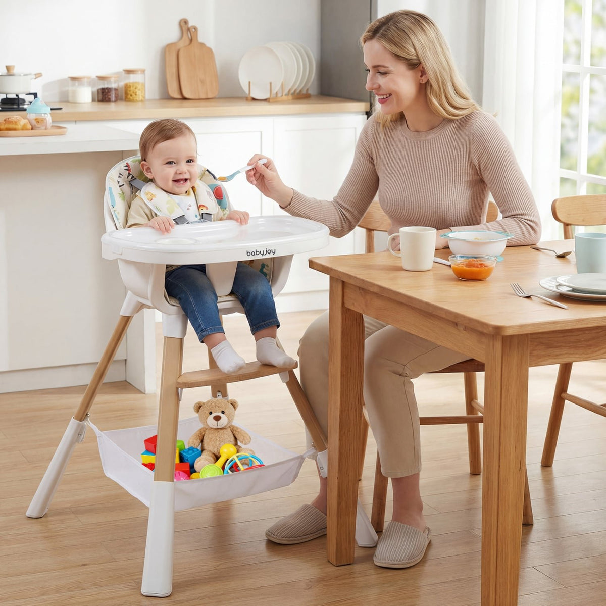 4 in 1 High Chair for Babies Convertible Toddler Highchair-Multicolor view 2