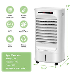 4-in-1 Portable Evaporative Air Cooler with Timer and 3 Modes-White view 4
