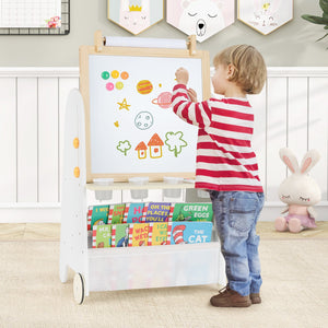 4-in-1 Toddler Activity Table Set with Magnetic Whiteboard and Chalk Board-Natural view 2