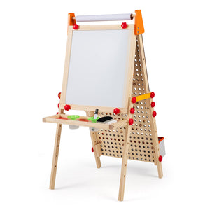 4-in-1 Wooden Kids Art Easel Double-Sided Foldable with Paper Roll and Storage Tray view 4
