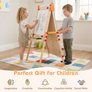 4-in-1 Wooden Kids Art Easel Double-Sided Foldable with Paper Roll and Storage Tray view 6