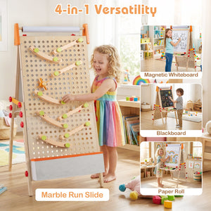4-in-1 Wooden Kids Art Easel Double-Sided Foldable with Paper Roll and Storage Tray view 7