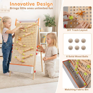 4-in-1 Wooden Kids Art Easel Double-Sided Foldable with Paper Roll and Storage Tray view 8