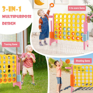 4-in-a-Row Connect Game with Basketball Hoop and Toss Ring-Pink view 6