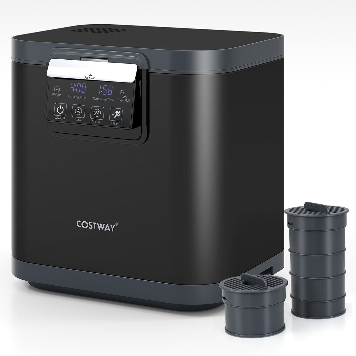 4 L Electric Composter with Lid and LED Display for Kitchen-Black view 2
