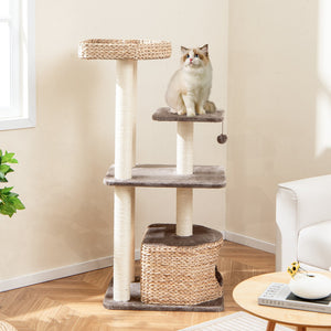 4 Layer Cat Tower with Scratching Posts Condo and Washable Cushions-Coffee view 3