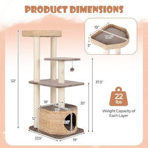 4 Layer Cat Tower with Scratching Posts Condo and Washable Cushions-Coffee view 5