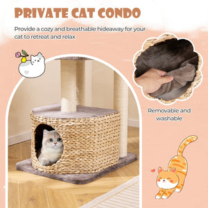 4 Layer Cat Tower with Scratching Posts Condo and Washable Cushions-Coffee view 7