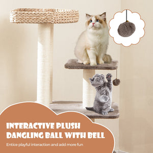 4 Layer Cat Tower with Scratching Posts Condo and Washable Cushions-Coffee view 9