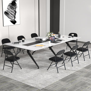4 Pack Folding Chairs with Metal Frame and PVC Leather for Indoor Outdoor-Black view 3