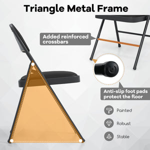 4 Pack Folding Chairs with Metal Frame and PVC Leather for Indoor Outdoor-Black view 6