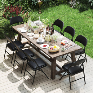 4 Pack Folding Chairs with Metal Frame and PVC Leather for Indoor Outdoor-Black view 9