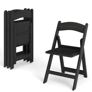 4 Pack Resin Folding Chairs with Padded Seat-Black