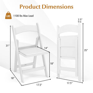 4 Pack Resin Folding Chairs with Padded Seat-White view 5