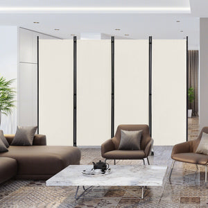 4-Panel Folding Room Divider 6 Feet Rolling Privacy Screen with Lockable Wheels-White view 2