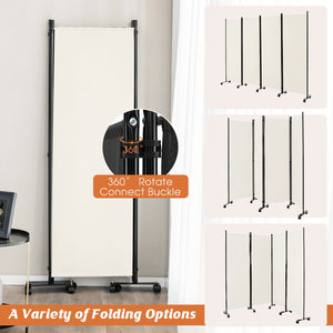 4-Panel Folding Room Divider 6 Feet Rolling Privacy Screen with Lockable Wheels-White view 6