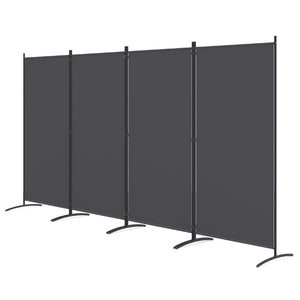 4 Panel Room Divider 6 FT Tall Folding Privacy Screen with Curved Metal Feet-Gray view 3