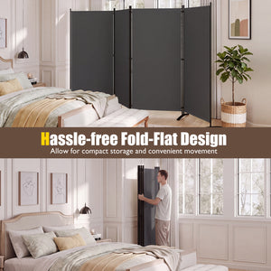 4 Panel Room Divider 6 FT Tall Folding Privacy Screen with Curved Metal Feet-Gray view 7