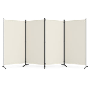4 Panel Room Divider 6 FT Tall Folding Privacy Screen with Curved Metal Feet-White