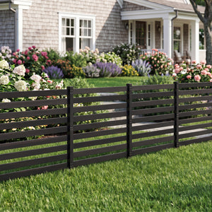 4-Panel Wooden Outdoor Privacy Fence with Ground Stakes-Black view 6