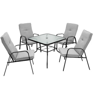 4 Patio Dining Stackable Chairs Set with High-Back Cushions view 4