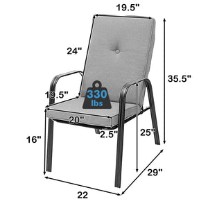 4 Patio Dining Stackable Chairs Set with High-Back Cushions view 5