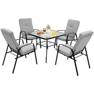 4 Patio Dining Stackable Chairs Set with High-Back Cushions view 6