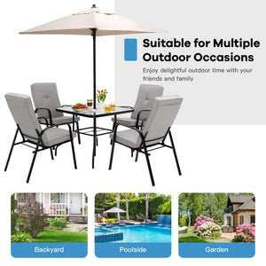 4 Patio Dining Stackable Chairs Set with High-Back Cushions view 8