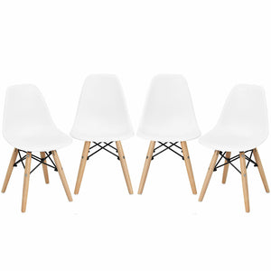 4 Pieces Medieval Style Children Chair Set with Wood Legs-White
