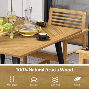 4-Person Acacia Wood Outdoor Dining Table for Garden, Poolside and Backyard view 9