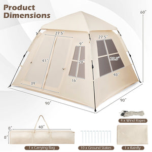 4 Person Camping Tent Portable Automatic Easy Setup with Rainfly and 2 Doors view 5