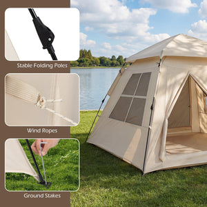 4 Person Camping Tent Portable Automatic Easy Setup with Rainfly and 2 Doors view 8