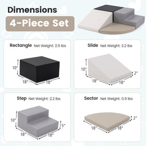 4-Piece Climb and Crawl Foam Block Play Set for Infant Baby-Black view 5