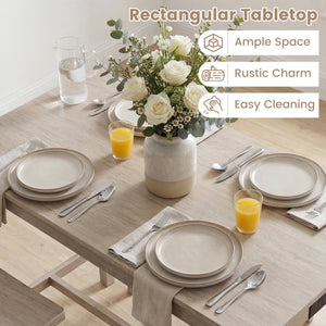 4-Piece Counter Height Dining Table Set with Power Outlet Solid Rubber Wood Kitchen Table-Light Gray view 7
